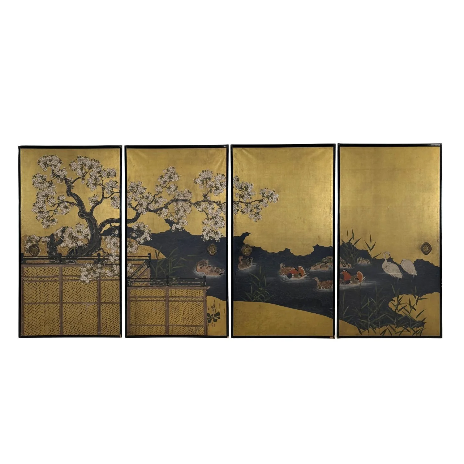 Stunning Set of Four 19th Century Edo Period Fusuma Door